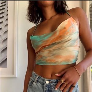NWT 12th Tribe 🌊 Palm Canyon Tie Dye Satin Top M